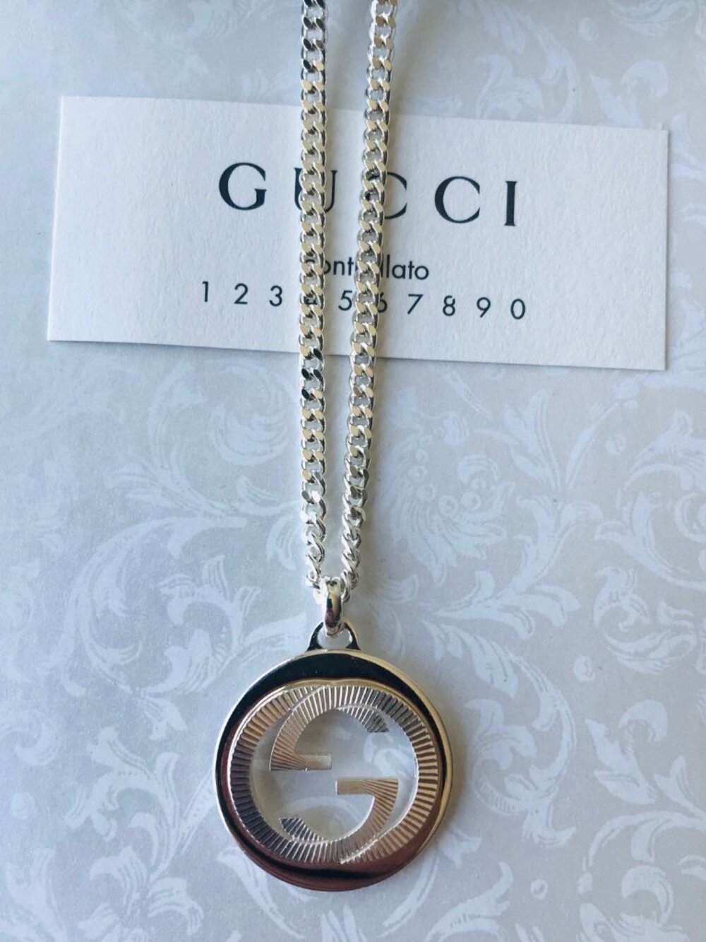 GUCCI  Necklace  Interlocking  Double G Logo  Silver 925 w Box & Jewelry…